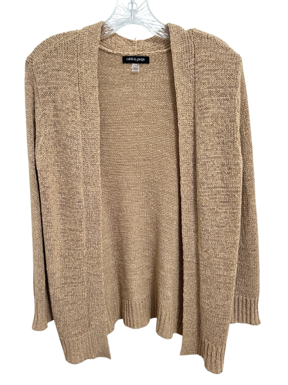 Cable & Gauge Beige Open Front Knit Cardigan Sweater Size S